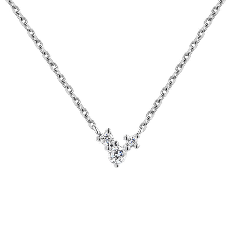 9kt white gold triple diamond motif necklace, J04961-01, hi-res