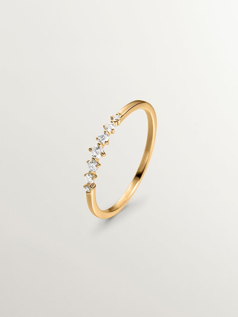 18K yellow gold ring with brilliant cut diamonds image number 0