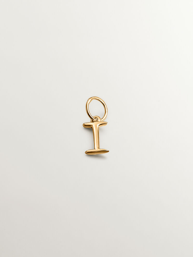 18K Yellow Gold Plated 925 Silver Charm with Initial I image number 1