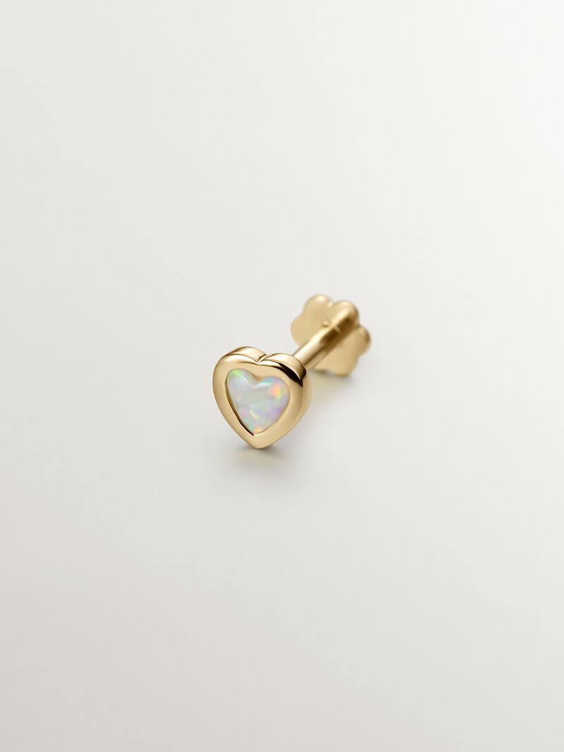 18K yellow gold single piercing with turquoise opal image number 1