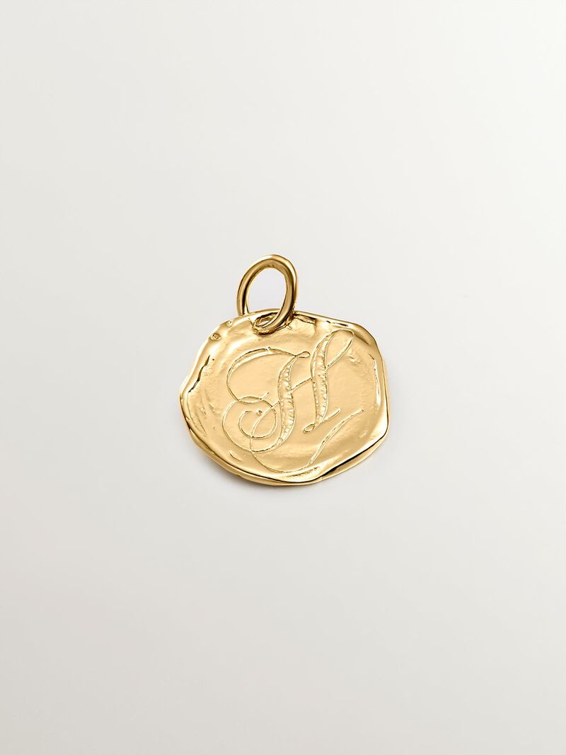 Handcrafted charm made of 925 silver coated in 18K yellow gold with the initial H image number 0