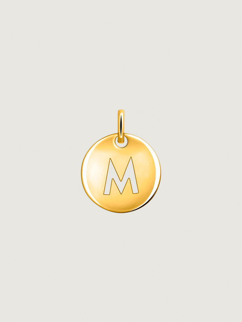 18K Yellow Gold Plated 925 Silver Charm with Initial M image number 0
