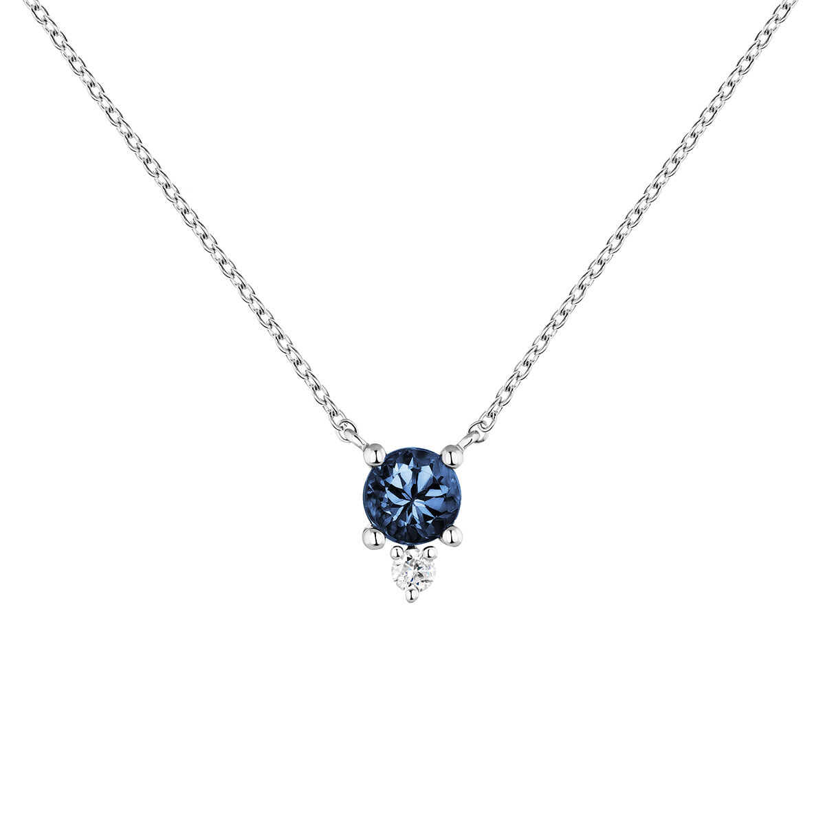 Necklace sapphire and diamond white gold , J04081-01-BS, hi-res