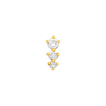 Pendiente individual de oro amarillo de 18kt con triple diamante, J03356-02-H,hi-res