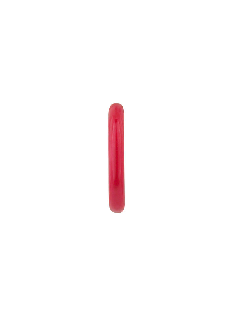 Single small hoop earring made of 9K yellow gold with pink enamel. image number 1