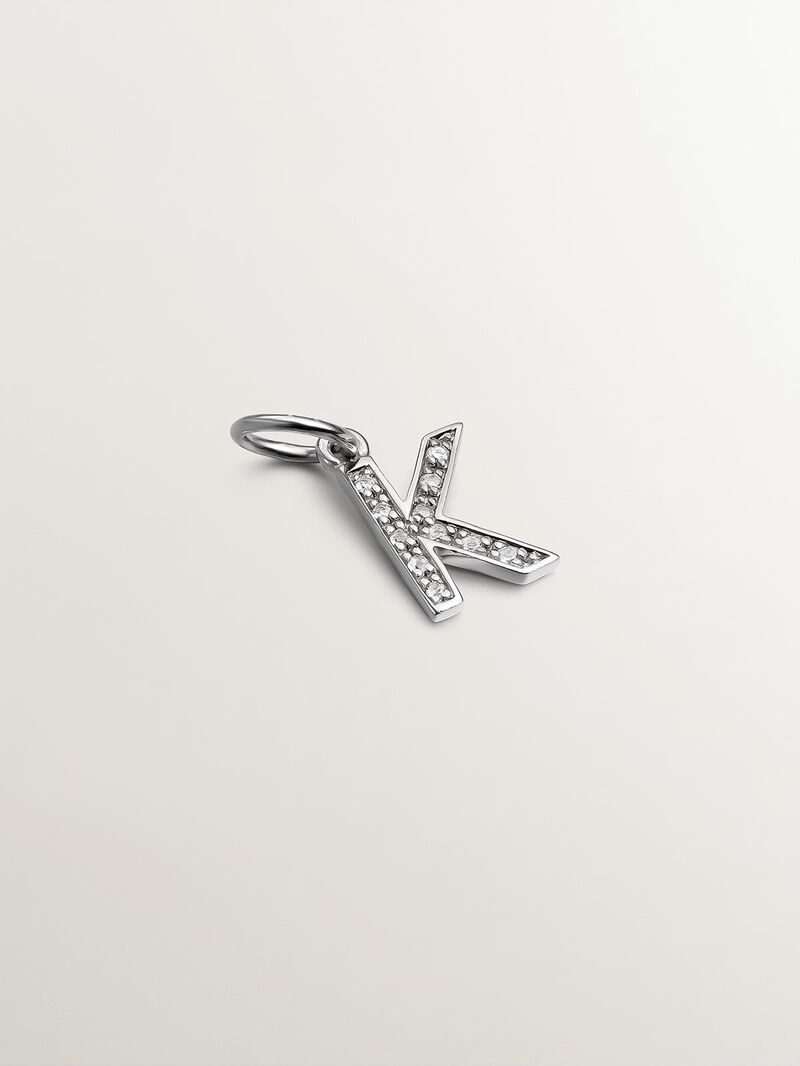 925 Silver Charm with White Topaz Initial K image number 0
