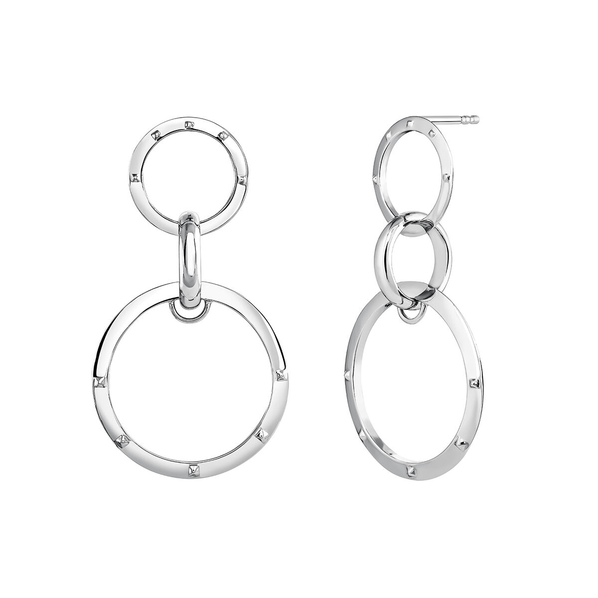 Long silver triple earrings , J03595-01, hi-res