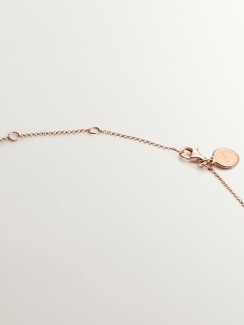 925 Silver pendant dipped in 18K rose gold with London blue and white topazes. image number 5