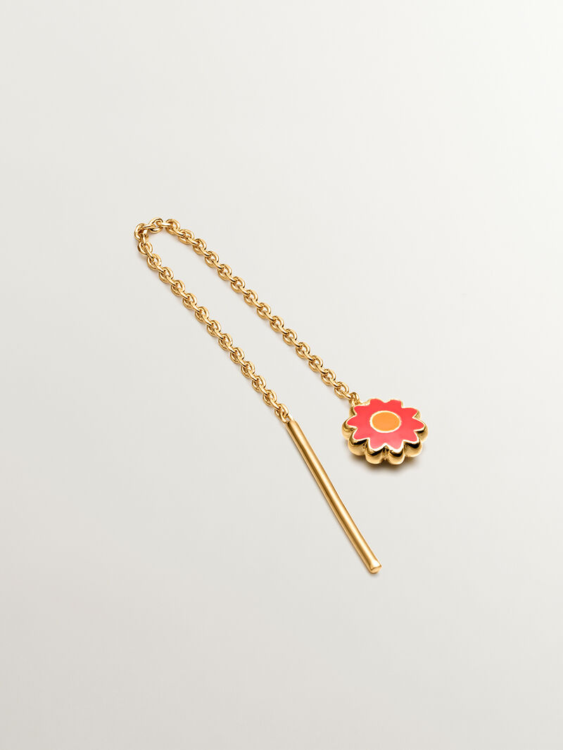 Single earring made of silver, coated in 18kt gold with multicolor enamel from the RUSH Collection image number 0