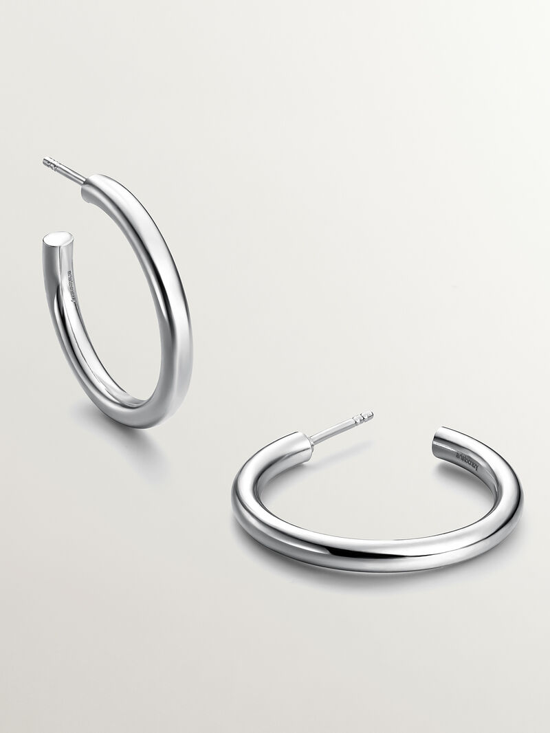 Medium-sized 925 silver hoop earrings image number 0