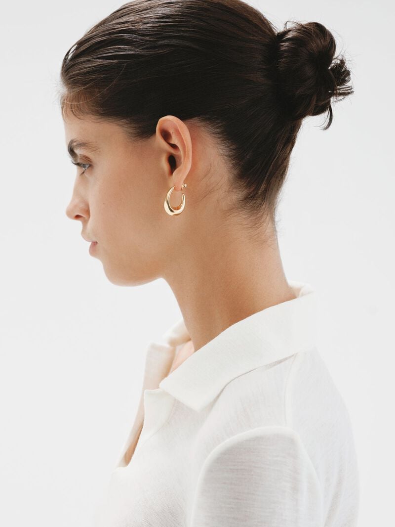 Small oval hoop earrings in 18K yellow gold plated 925 silver image number 1