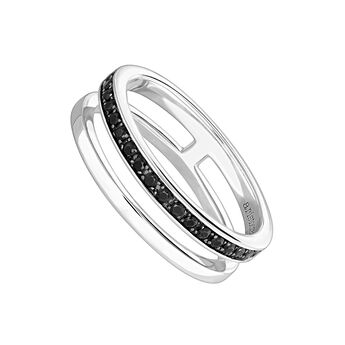 Silver smooth and pavé ring with spinels , J04033-01-BSN,hi-res