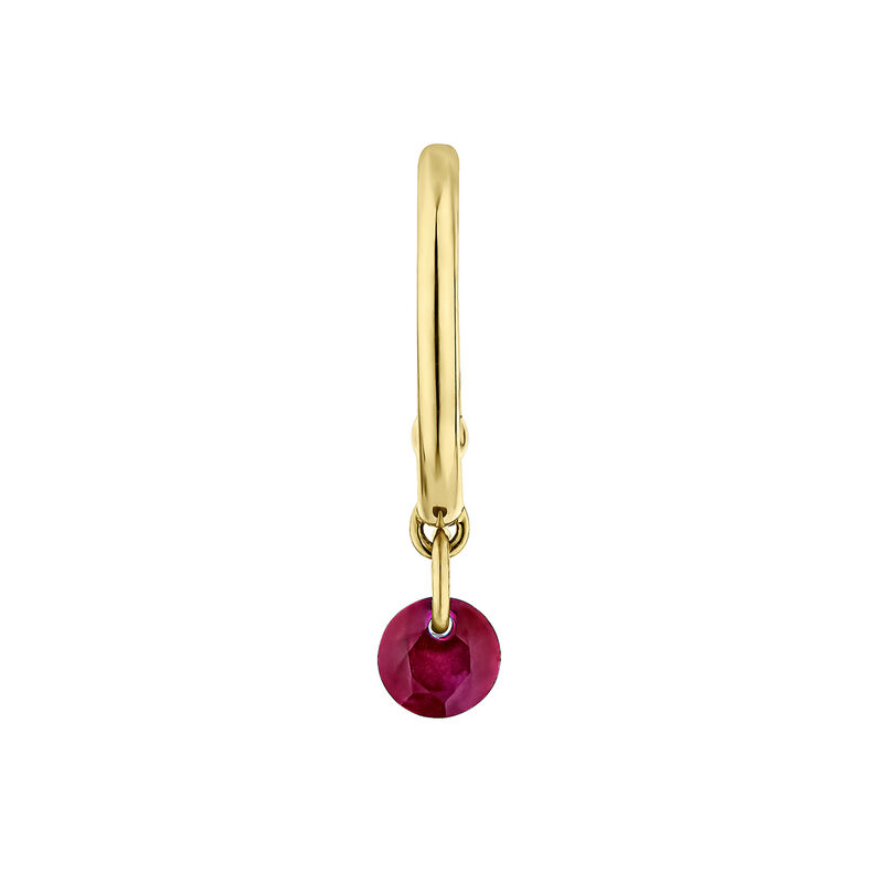 9 ct gold ruby pendant hoop earring, J04973-02-RU-H, hi-res