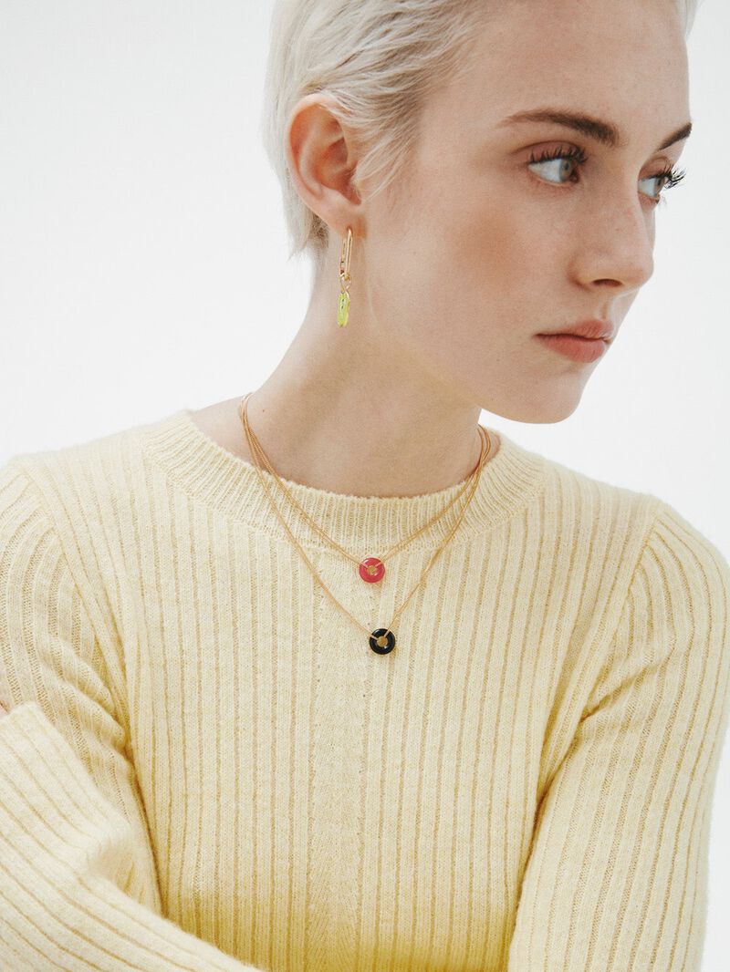 925 silver collar bathed in 18k yellow gold with red jade image number 5