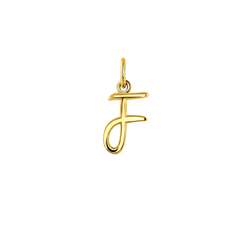 Gold-plated silver F initial charm  , J03932-02-F, hi-res