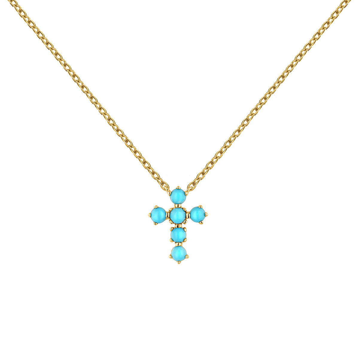 Collier croix turquoise or 9 ct , J04709-02-TQ, hi-res