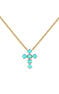 Collier croix turquoise or 9 ct , J04709-02-TQ