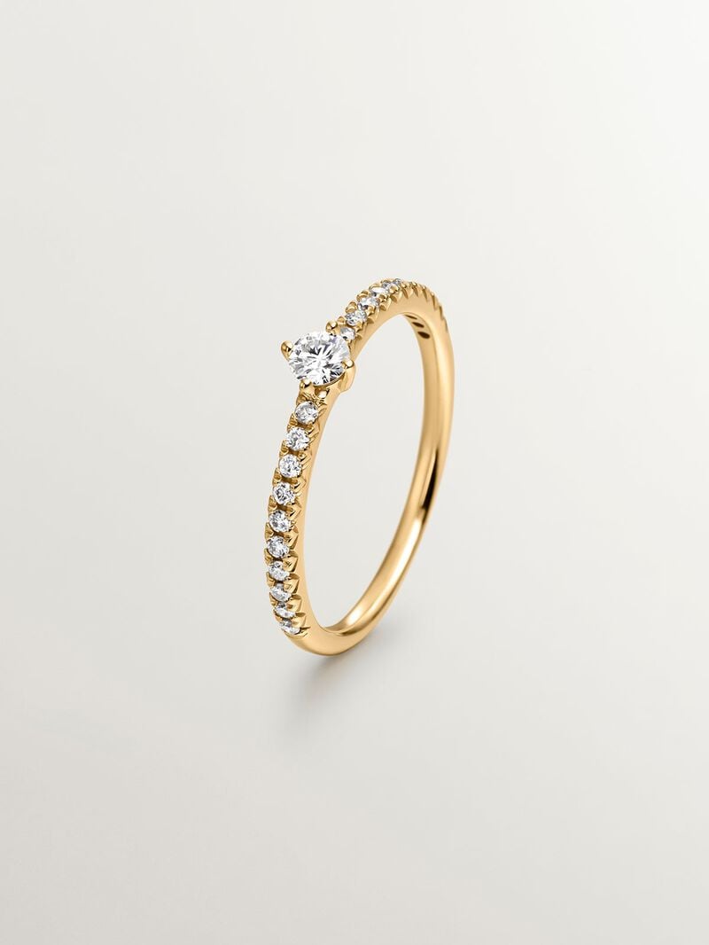 18K Yellow Gold Solitaire Ring with Diamonds image number 0