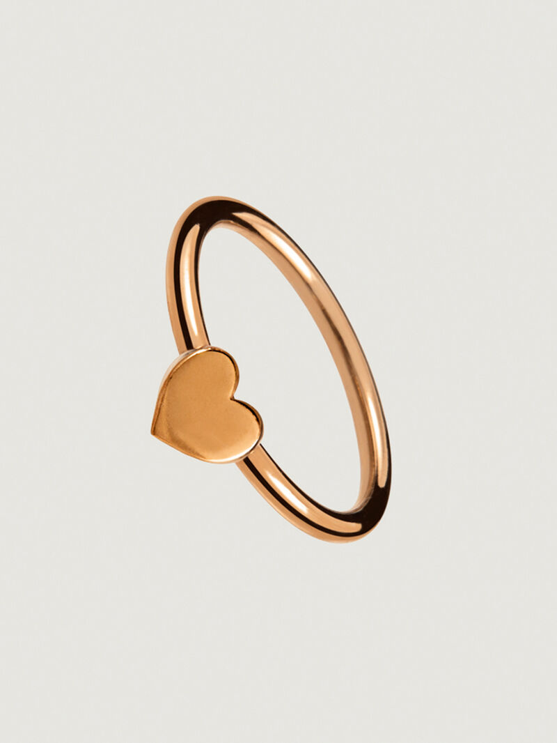925 silver ring bathed in 18k rose gold with a heart image number 0