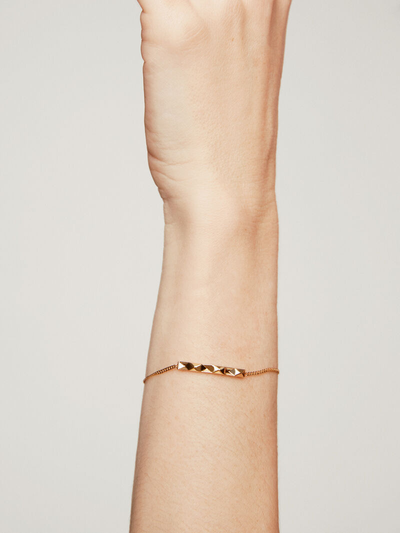 925 silver bracelet bathed in 18K yellow gold with geometric texture image number 1