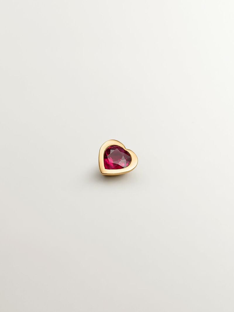 18k yellow gold piercing with pink ruby ​​in heart size image number 0