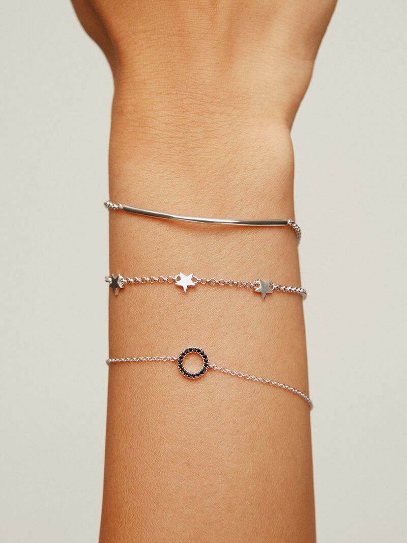 925 Silver bracelet with circle of black spinels image number 5