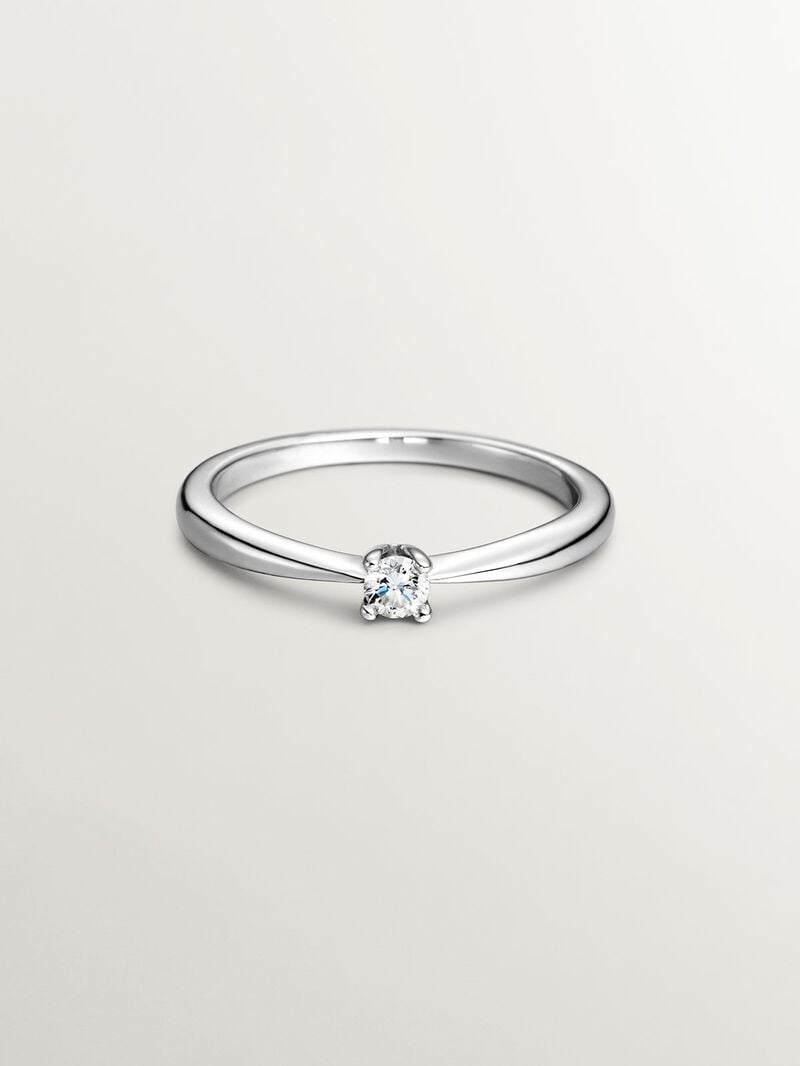 18K White Gold Solitaire Ring with a 0.08 cts Diamond. image number 2