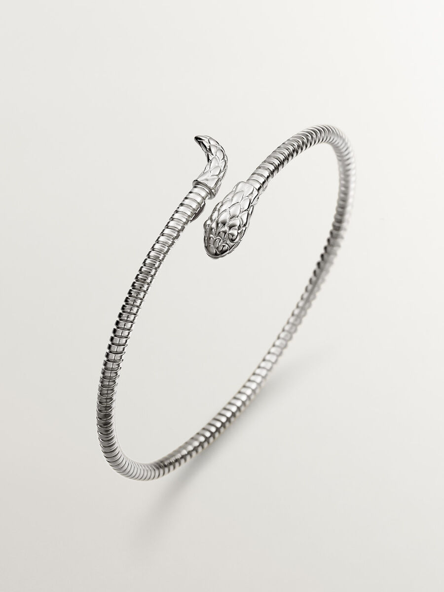 Thin silver tubogas snake bracelet, J04290-01, hi-res