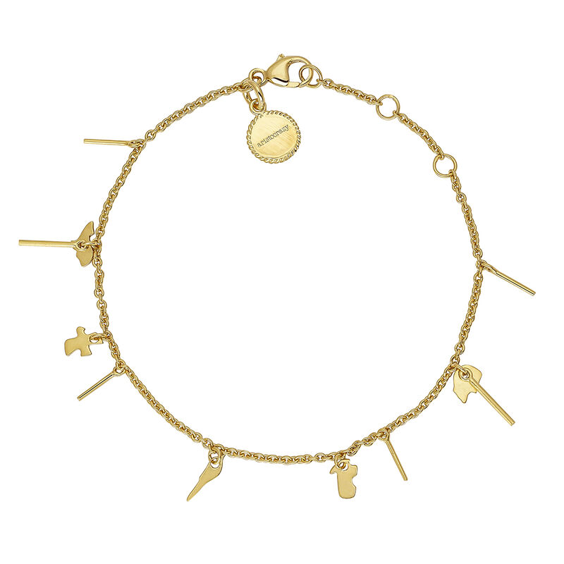 Gold plated motifs bracelet , J04556-02, hi-res