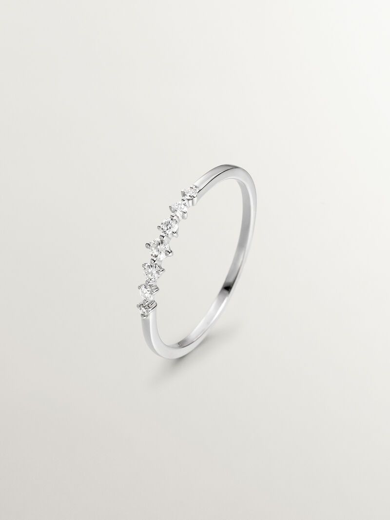 18K white gold ring with brilliant cut diamonds image number 0