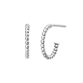 Silver ball hoop earrings  , J03704-01,hi-res