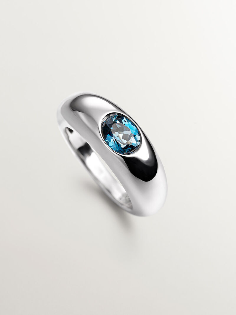 925 silver ring with London blue topaz image number 4