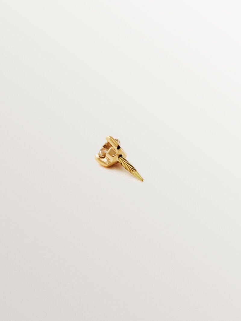 18K yellow gold solitaire piercing with diamond 0.04 cts image number 2