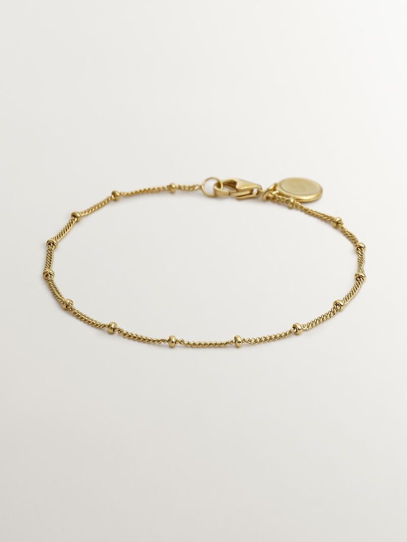 Chain bracelet with 925 silver beads bathed in 18K yellow gold. image number 0