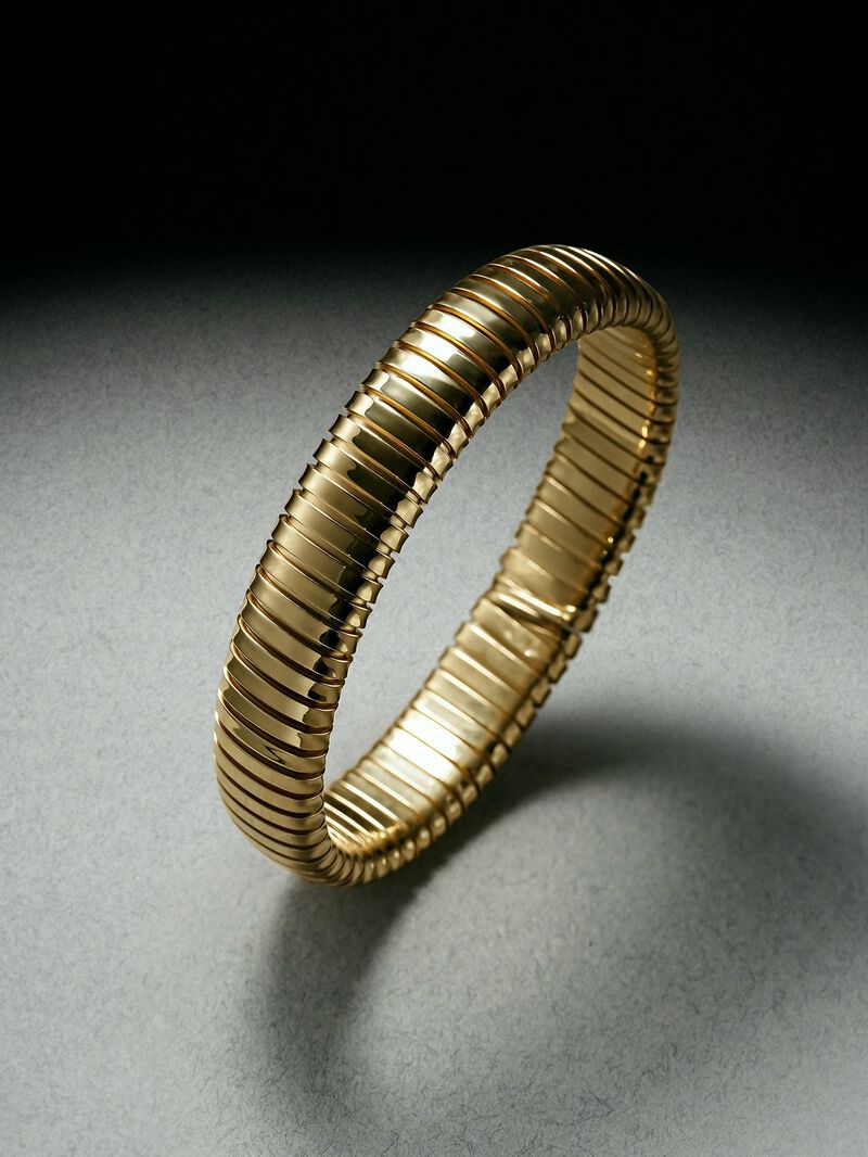 Tubogas M bracelet in 925 sterling silver plated with 18K yellow gold image number 0