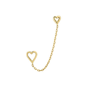 9K gold hearts chain earring , J05028-02-H,hi-res