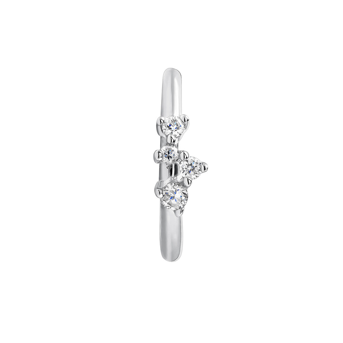 Petite boucle d’oreille créole à l’unité en or blanc 9 ct avec des diamants de 0,035 ct, J04958-01-H, hi-res