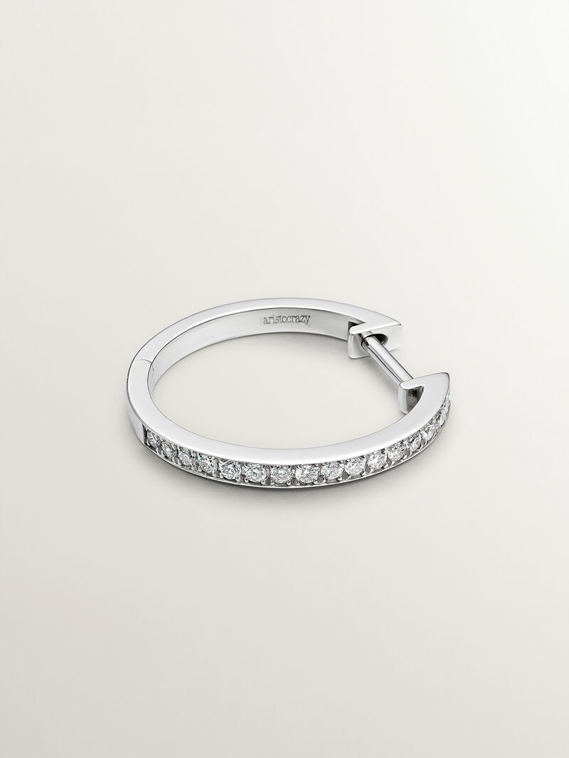 18K White Gold Small Hoop Earring with Diamonds image number 2