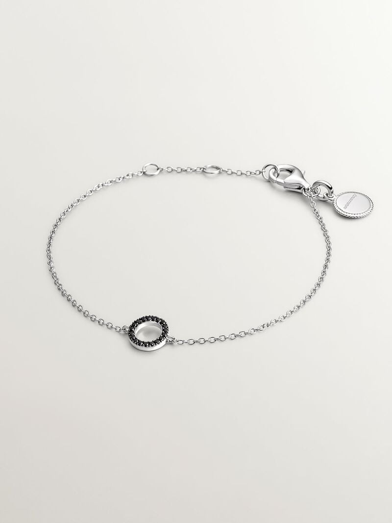 925 Silver bracelet with circle of black spinels image number 0