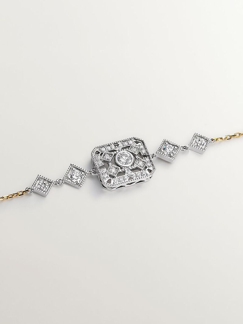 18K white and yellow gold bracelet with brilliant cut diamonds image number 4