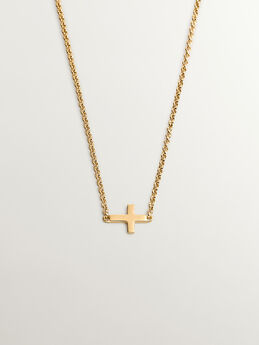 Collier croix argent plaqué or , J00653-02,hi-res