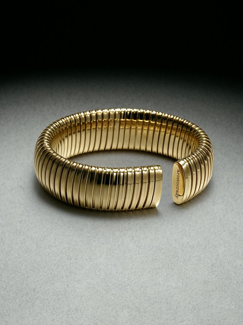 Tubogas M bracelet in 925 sterling silver plated with 18K yellow gold image number 2