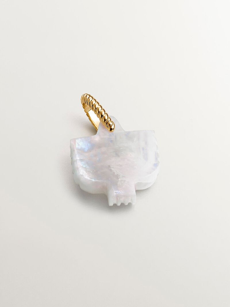Luna stone charm with 925 silver ring bathed in 18K yellow gold shaped image number 2