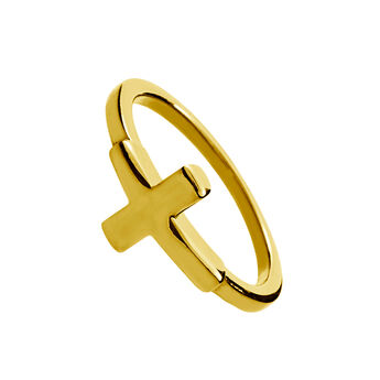 Gold plated simple cross ring , J00861-02,hi-res