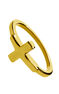 Gold plated simple cross ring , J00861-02
