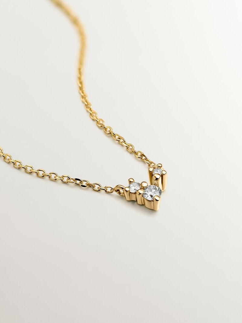 18K yellow gold pendant with three diamonds image number 2