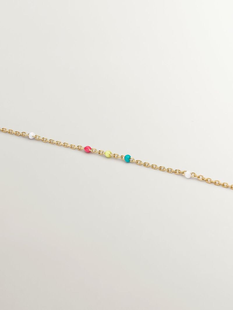 925 Silver bracelet bathed in 18K yellow gold with multicolor enamel image number 2