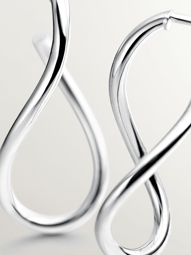 Medium wavy hoop earrings made of 925 silver image number 4