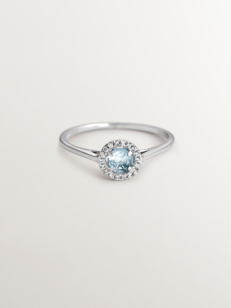 927 Silver ring with blue topaz and white sapphires image number 2