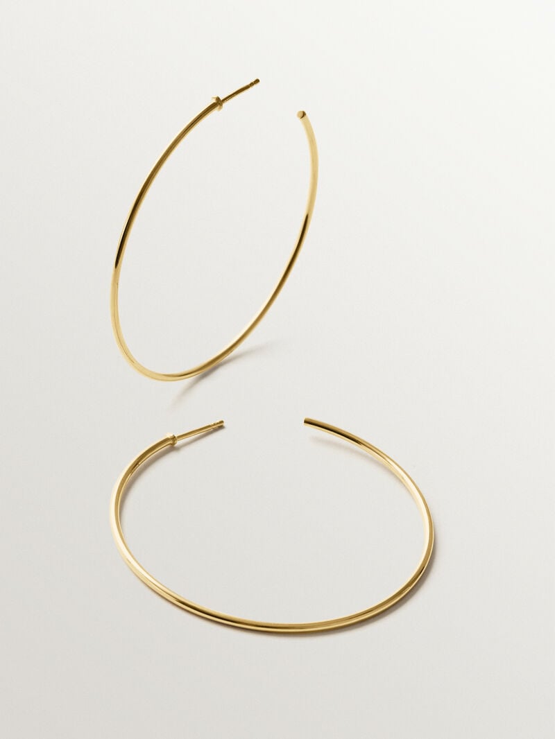 Pendientes de aro grandes de plata 925 bañada en oro de 18K image number 0